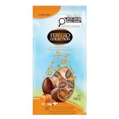 FERRERO ROCHER Œufs , œufs en chocolat, garniture crémeuse au caramel, 10 chocolats, 100 g 100 g, 5,50 $/100g