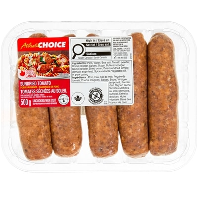 Atlantic Choice Saucisses de porc aux tomates séchées au soleil 500 g, 1,80 $/100g