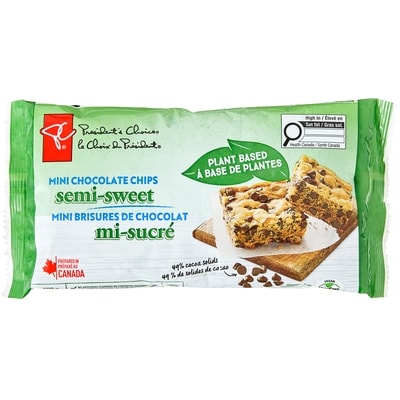 President's Choice Plant Based Mini Chocolate Chips Semi-Sweet 300 g, $2.00/100g