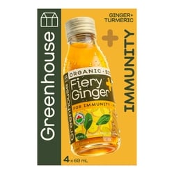 Greenhouse Fiery Ginger Organic Ginger Turmeric Wellness Shots, 4 Pack 4x60.0 ml, $5.42/100ml