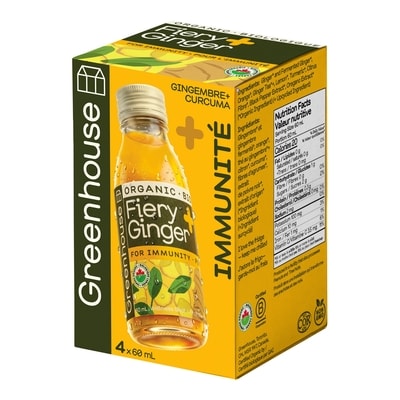 Shots bien-être biologiques Fiery Ginger au gingembre et curcuma, 4 unités