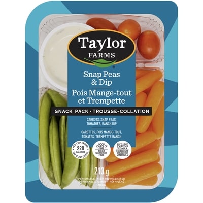 Taylor Farms Snap Peas and Dip Snack Tray 0.212 g, $1.89/100g