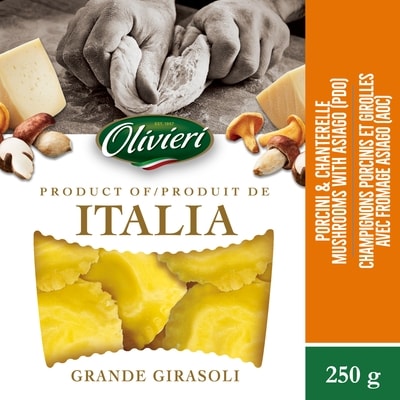 Olivieri Porcini, Chanterelle Mushroom With Asiago Grande Girasoli 250 g, $2.80/100g