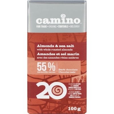 Cocoa Camino Camino Bio Amandes Et Sel 55% 100 g, 7,49 $/100g