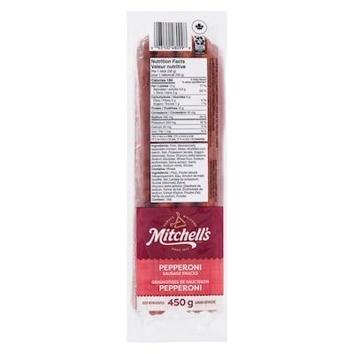 Mitchell’s Gourmet Foods Bâtonnets de viande de pepperoni 450 g, 2,44 $/100g