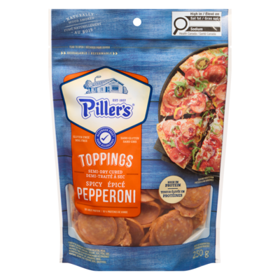 Piller’s Pepperoni épicé 250 g, 3,72 $/100g