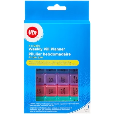 Life Brand Weekly Pill Planner, 4 Times Daily, 1 Planner 1 ea, $13.99/1ea