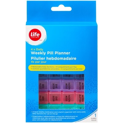 Life Pilulier hebdomadaire 4 fois par jour, 1 pilulier 1 ea, 15,49 $/1ch