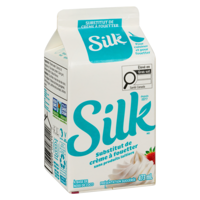 Substitut de crème à fouetter sans produits laitiers, noix de coco, non sucré