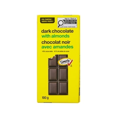 No Name Dark Chocolate with Almonds Bar 100 g, $2.49/100g