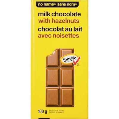 Sans Nom Barre de chocolat au lait avec noisettes 100 g, 2,69 $/100g