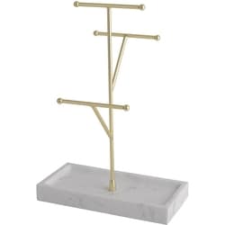 Life at Home Jewelry Tree, Metal and Polyresin, Gold and Marble Effect 1 ea, $20.00/1ea