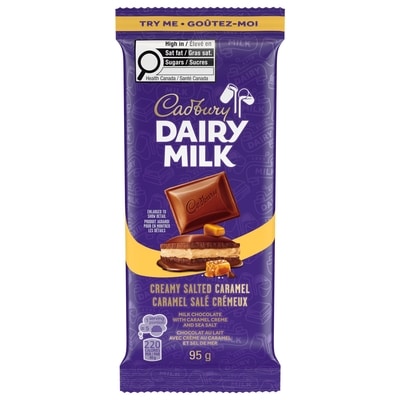 Cadbury Dairy Milk Creamy Salted Caramel Chocolate Bar, 100% sustainably sourced cocoa 95 g, $3.99/100g