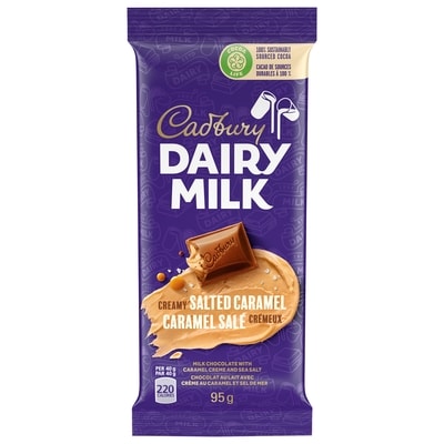Cadbury Dairy Milk Creamy Salted Caramel Chocolate Bar, 100% sustainably sourced cocoa 95 g, $4.73/100g