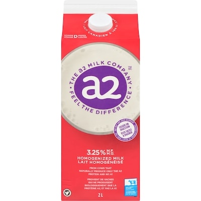 The A2 Milk Company Lait homogénéisé 3,25 % 2 l, 0,35 $/100ml