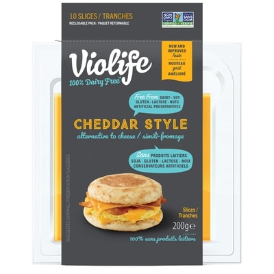 Violife Tranches de fromage cheddar sans produits laitiers 200 g, 3,25 $/100g