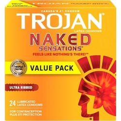 Trojan Naked Sensations Ultra Ribbed Lubricated Condoms - 24 ea | Fortinos