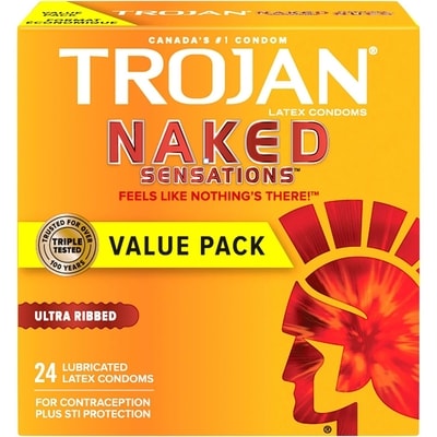 Trojan Condoms lubrifiés Sensations nues ultranervurés 24 ea, 1,04 $/1ch