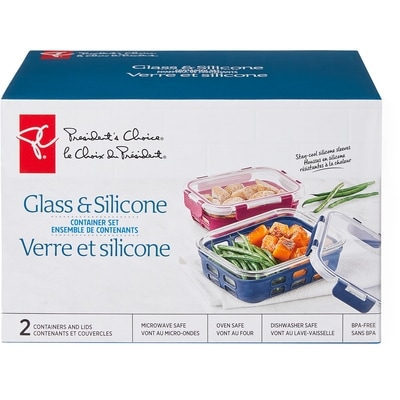 President's Choice Glass & Silicone Container Set  2 ea, $7.50/1ea