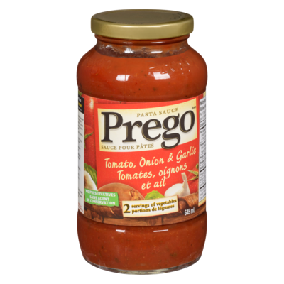 Prego Pasta Sauce Tomato, Onion & Garlic 645 ml, $0.70/100ml