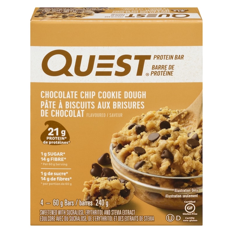 Questbar Chocolate Chip Cookie Dough Flavoured Protein Bar - 240 g