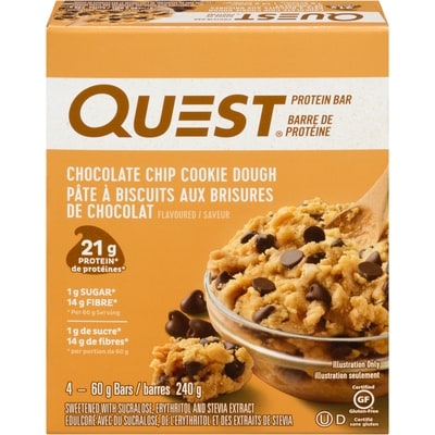 Questbar Pâte À Biscuits Aux Brisures De Chocolat Saveur Barre De Protéine 240 g, 10,41 $/100g