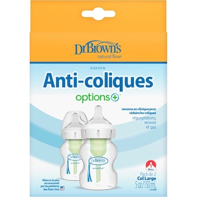 Dr. Brown Biberon en col large de Options+ 150 ml, paquet de 2. 2 ea, 10,00 $/1ch