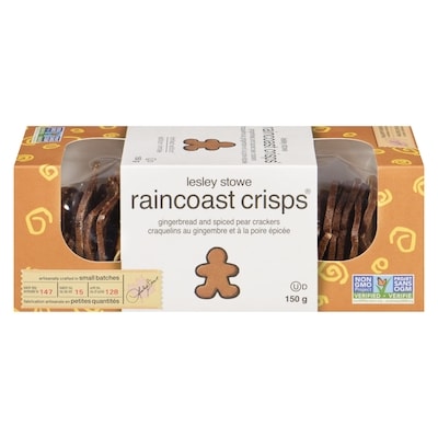Lesley Stowe's Raincoast Crisps Gingerbread And Spiced Pear Crackers Limited Edition 150 g, $5.33/100g