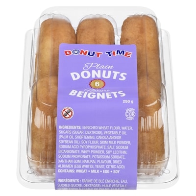 Donut Time 6 Plain Donuts 250 g 250 g, $0.90/100g