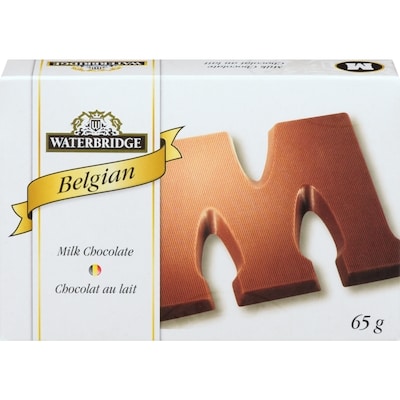 Waterbridge Belgian chocolat au lait  65 g, 4,60 $/100g