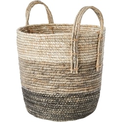 Maize Rope Storage Basket with Handles, 15 in, 3-Tone Ombre, Charcoal Grey, Dark Grey, Light Grey