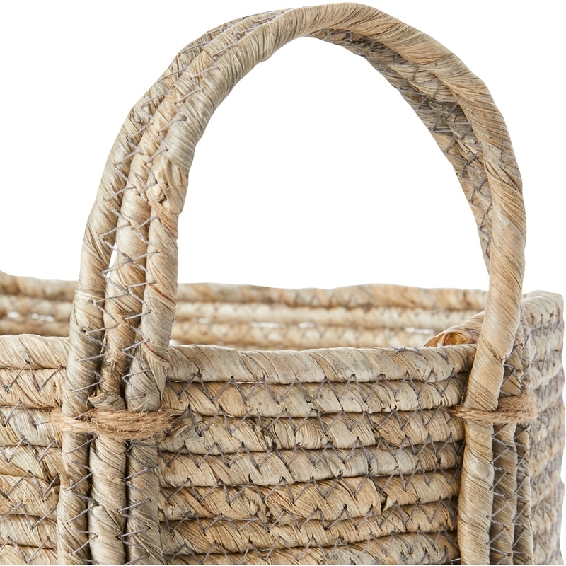 Maize Rope Storage Basket with Handles, 15 in, 3-Tone Ombre, Charcoal Grey, Dark Grey, Light Grey