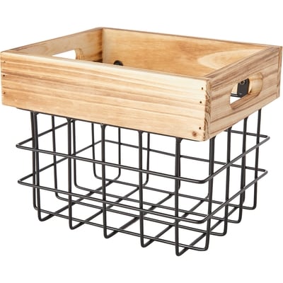 Life at Home Wire Wood Basket, Small 1 ea, $10.00/1ea
