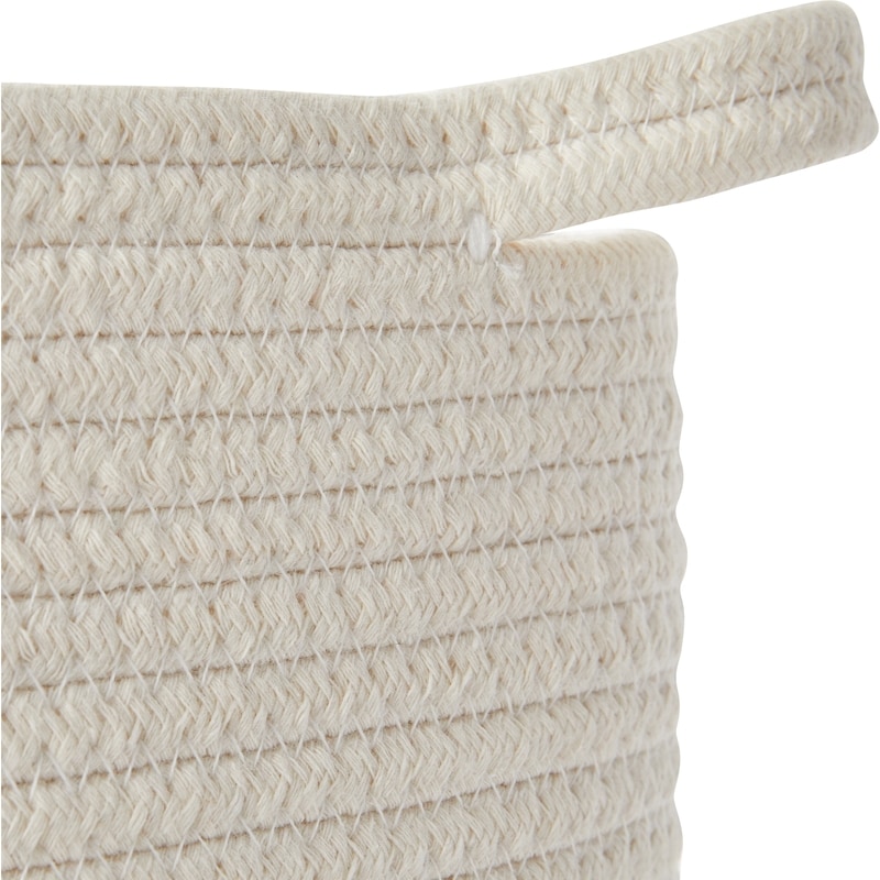 2-Tone Rope Storage and Planter Basket with Carry Handles, 24 cm x 21 cm, Cream and Brown