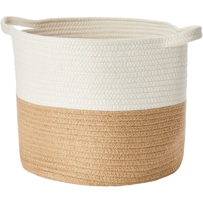 Life at Home Panier de rangement et jardinière en corde bicolore avec poignées , 24 cm x 21 cm, couleur crème et brun 1 ea, 15,00 $/1ch