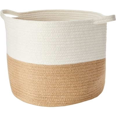 Life at Home 2-Tone Rope Storage and Planter Basket with Carry Handles, 34 cm x 26 cm, Cream and Brown 1 ea, $20.00/1ea