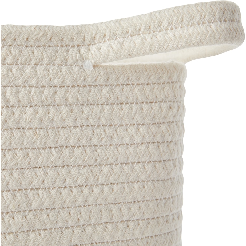 2-Tone Rope Storage and Planter Basket with Carry Handles, 34 cm x 26 cm, Cream and Brown
