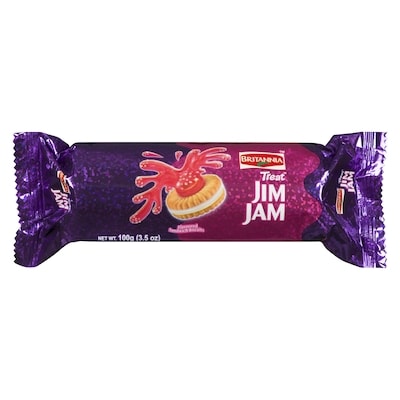 Britannia Treat Jim Jam Flavoured Sandwich Biscuits Naughty Jam 100 g, $1.00/100g