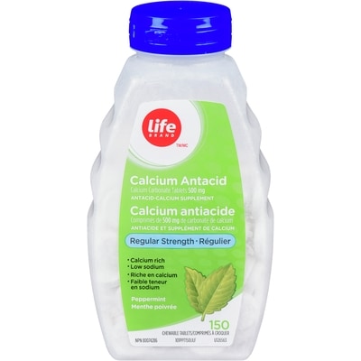 Life Brand Regular Strength Calcium Antacid Peppermint 150 ea, $0.03/1ea