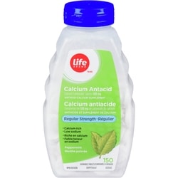 Life Antiacide et supplément de calcium régulier menthe poivrée 150 ea, 0,03 $/1ch
