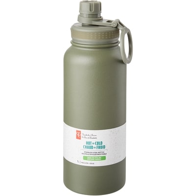 le Choix du Président President's Choice Bouteille d'eau en acier inoxydable à couvercle double, 1 litre – Olive 1 ea, 22,00 $/1ch