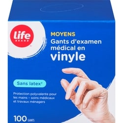 Life Gants d’examen médical en vinyle, 100 unités, moyen 100 ea, 0,16 $/1ch