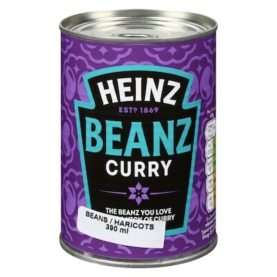Heinz Curry Beans 390 g, $1.15/100g