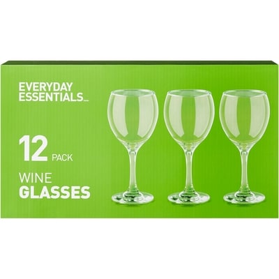 Everyday Essentials Wine Glasses, 12 Pack 1 ea, $20.00/1ea