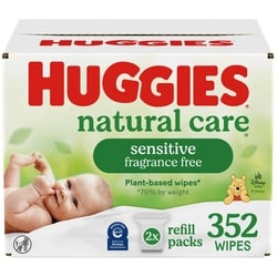 Huggies Baby Wipes, Natural Care Sensitive, UNSCENTED, 2 Refill Packs, 352 Wipes 352 ea, $0.05/1ea