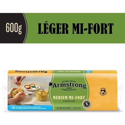 Armstrong Fromage Cheddar mi-fort léger 600 g, 1,92 $/100g