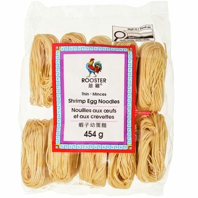 Rooster Thin Shrimp Egg Noodles 454 g, $0.55/100g