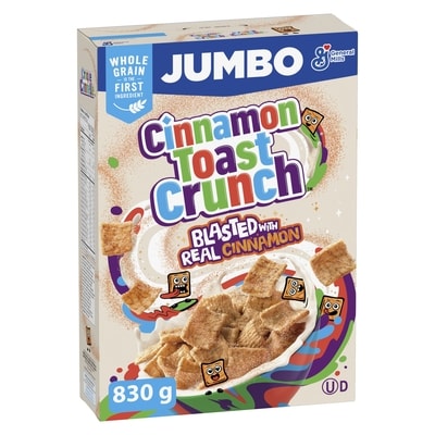 General Mills Cinnamon Toast Crunch Breakfast Cereal, Jumbo Size, Whole Grains 830 g, $1.20/100g