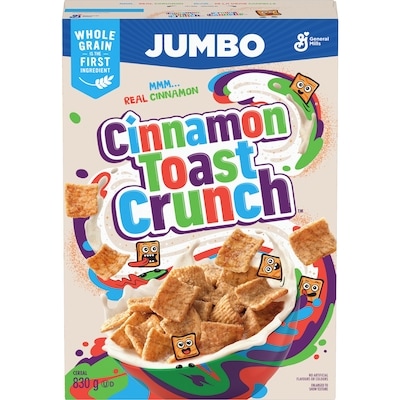 General Mills Cinnamon Toast Crunch Breakfast Cereal, Jumbo Size, Whole Grains 830 g, $1.38/100g