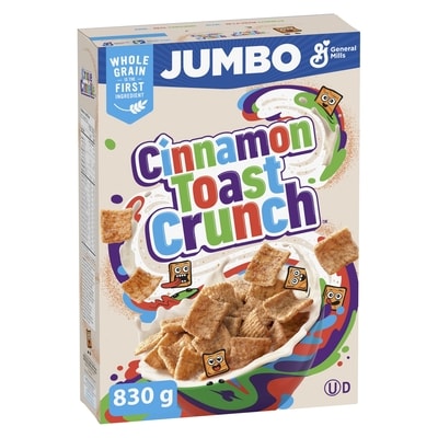 General Mills Cinnamon Toast Crunch Breakfast Cereal, Jumbo Size, Whole Grains 830 g, $1.57/100g